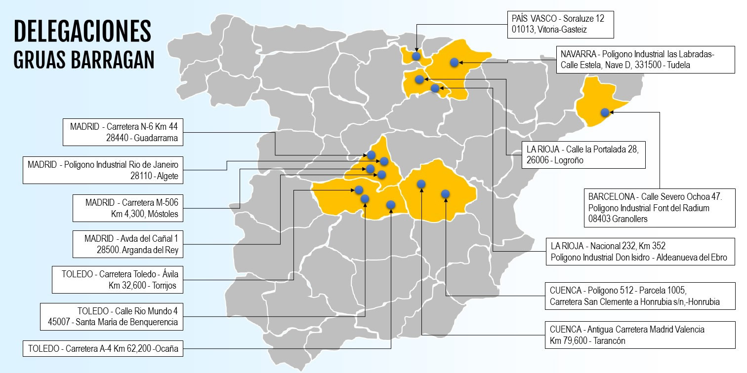 Bases gruas barragan en Espaa